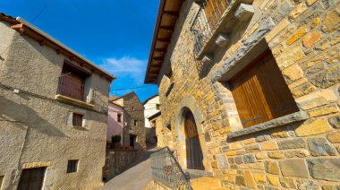Sokak Sahnesi, Tipik Mimarlık, Castiello De Jaca, Jacetania, Huesca, Aragon, İspanya, Avrupa