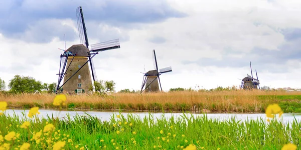 Kinderdijk Traditionele Nederlandse Windmolens Pompwater Unesco Werelderfgoed Nederland Nederland Europa — Stockfoto