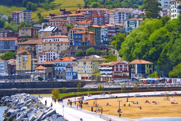 ビレッジビーチ 陸奥港 旧市街 ギプスコア バスク国 スペイン ヨーロッパ — ストック写真