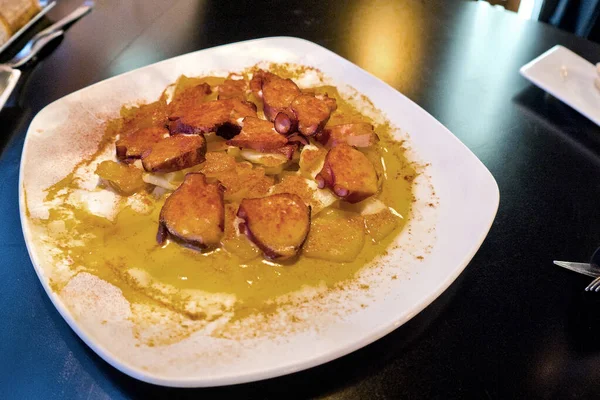 Galicijská Chobotnice Španělské Kuchyně Restauraci — Stock fotografie