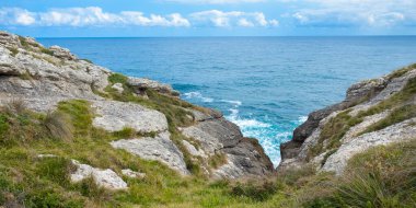 Coastline View, Oyambre Natural Park, Cantabria, İspanya, Avrupa