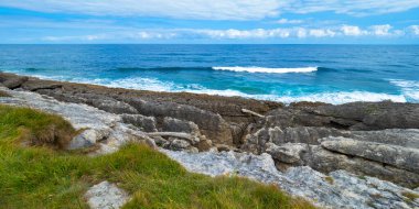 Coastline View, Oyambre Natural Park, Cantabria, İspanya, Avrupa