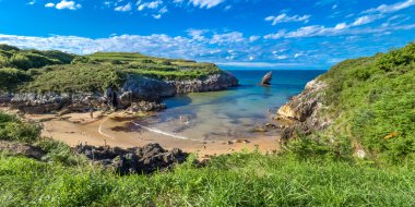 Buelna, Sahil ve Kayalıklar, Cantabrian Denizi, Buelna, Llanes, Asturias, İspanya, Avrupa