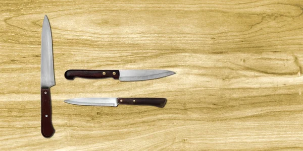 Вид Набора Кухонных Ножей Фоне Стола — стоковое фото