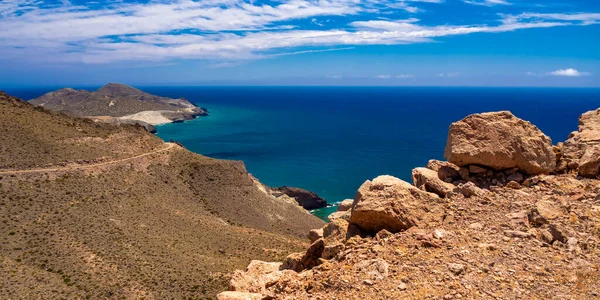 Panoramisch Uitzicht Vanaf Vulkaankoepel Van Vela Blanca Natuurpark Cabo Gata — Stockfoto