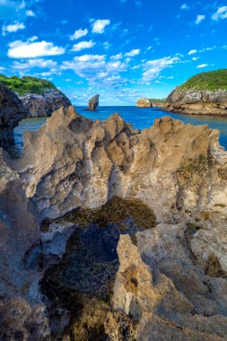 Coastline and Cliffs, Beach of Buelna, Cantabrian Sea, Buelna, Llanes, Asturias, Spain, Europe