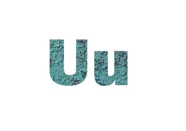 绿色漆板纹理与覆盖的油漆 在字母U的截断轮廓中拍摄 — 图库照片