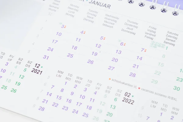 Paper Desk Kalender För Januari 2021 2022 Med Selektivt Fokus — Stockfoto