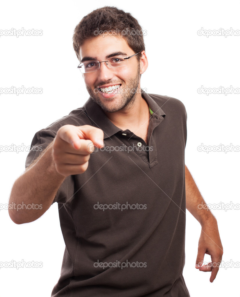 Man pointing at camera