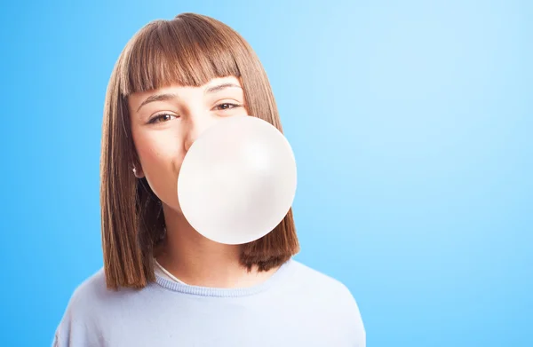 Menina fazendo com chiclete — Fotografia de Stock