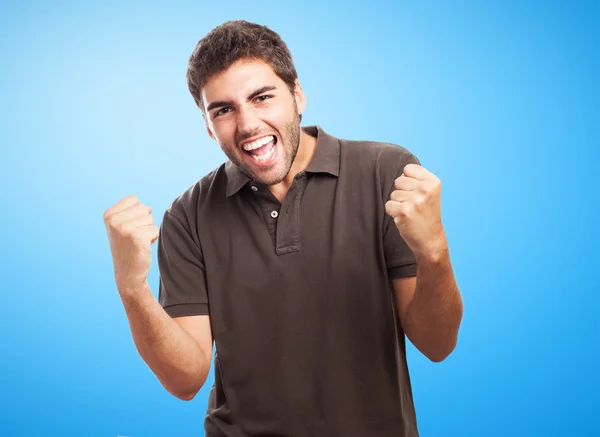 Man doing winner gesture — Stock Photo, Image