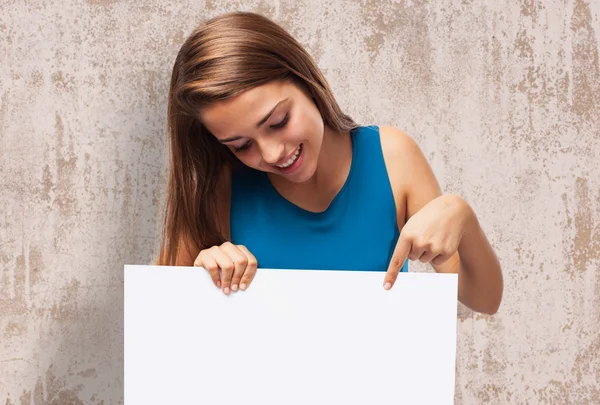 Mujer mostrando estandarte — Foto de Stock