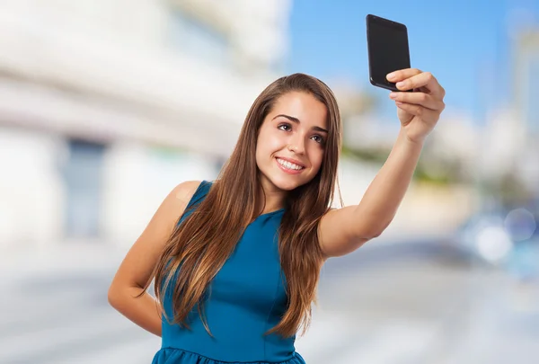 Meisje dat neemt selfie foto — Stockfoto