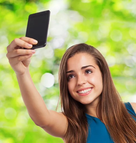 Girl taking selfie photo Stock Photo