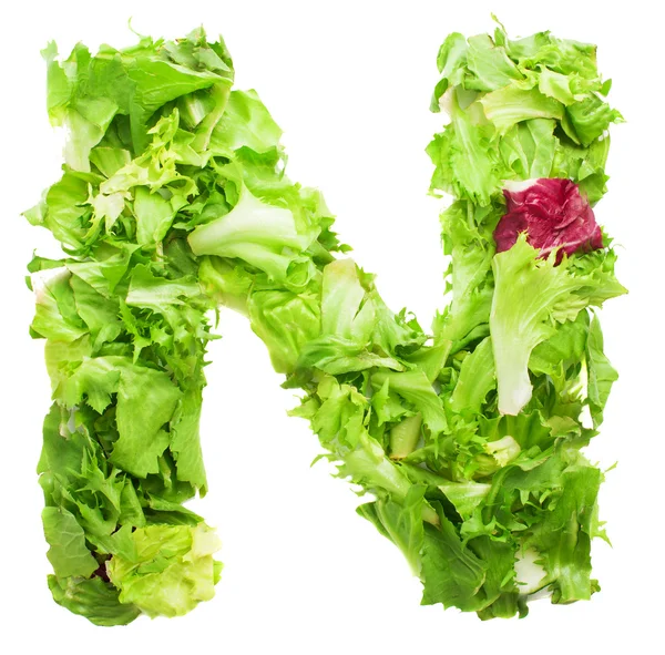 N lettuce letter — Stock Photo, Image