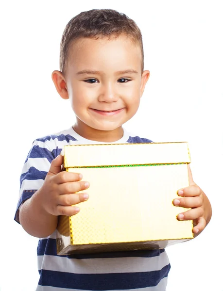 Niño con presente — Foto de Stock