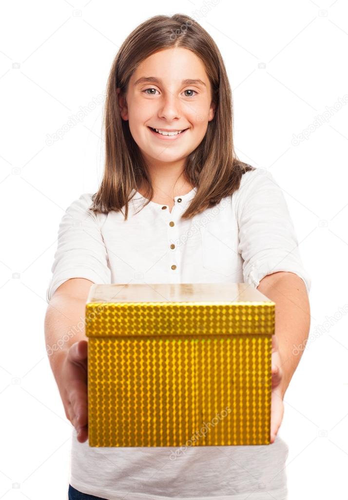 Girl holding box Girl holding box — Stock Photo © AsierRomeroCarballo