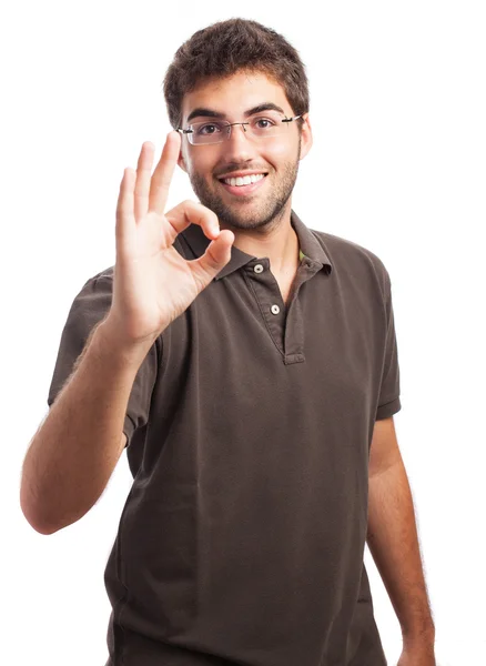 Mann zeigt Ok-Geste — Stockfoto