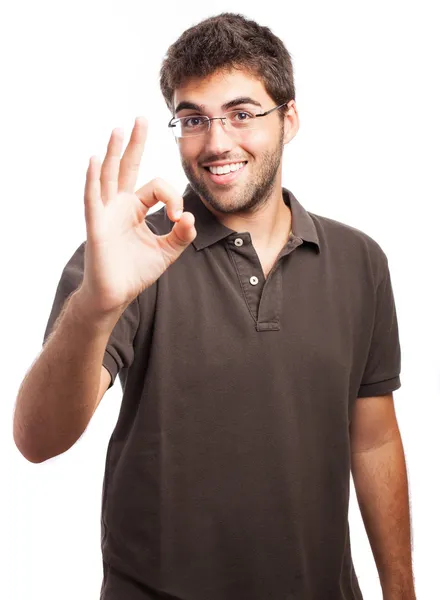 Homem mostrando OK Gesture — Fotografia de Stock