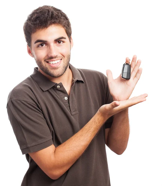 Jonge man met de autosleutels — Stockfoto