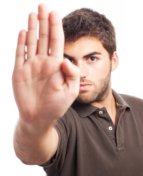 Człowiek robi stop gest — Zdjęcie stockowe