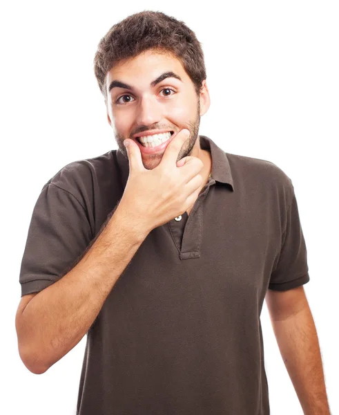 Man forced smile — Stock Photo, Image