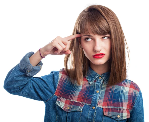 Woman doing crazy gesture — Stock Photo, Image