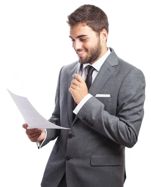 Business man pleased about — Stock Photo, Image