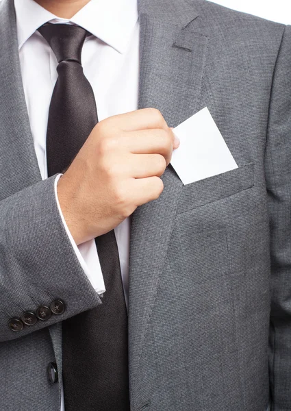 Business man picking business card — Stock Photo, Image