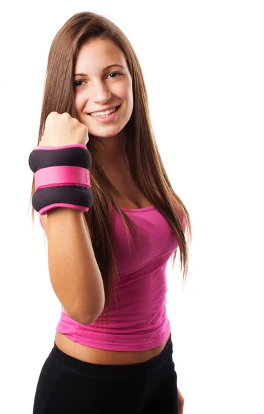 Mujer haciendo ejercicio con pesas — Foto de Stock