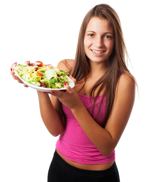 Kadın holding salata — Stok fotoğraf