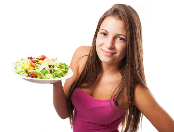 Frau mit Salat — Stockfoto