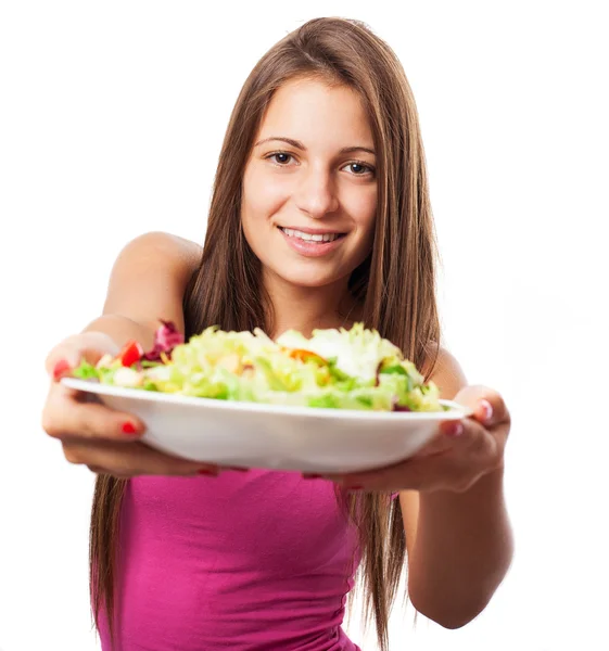 Mujer sosteniendo ensalada —  Fotos de Stock