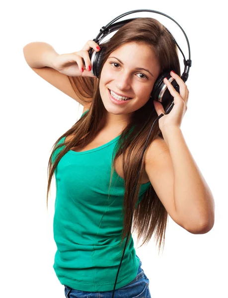 Woman with headphones — Stock Photo, Image