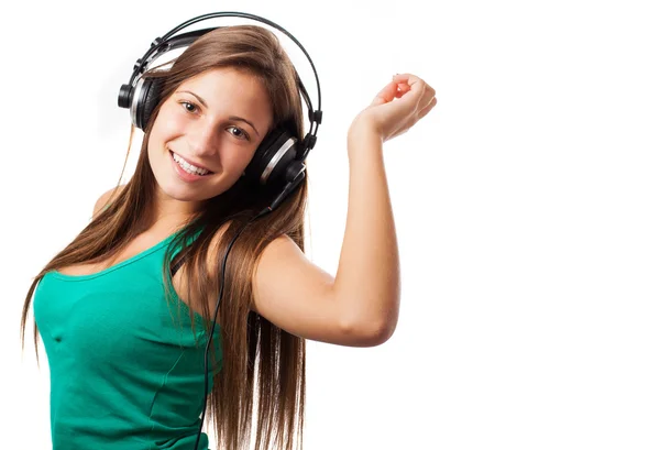 Woman with headphones — Stock Photo, Image