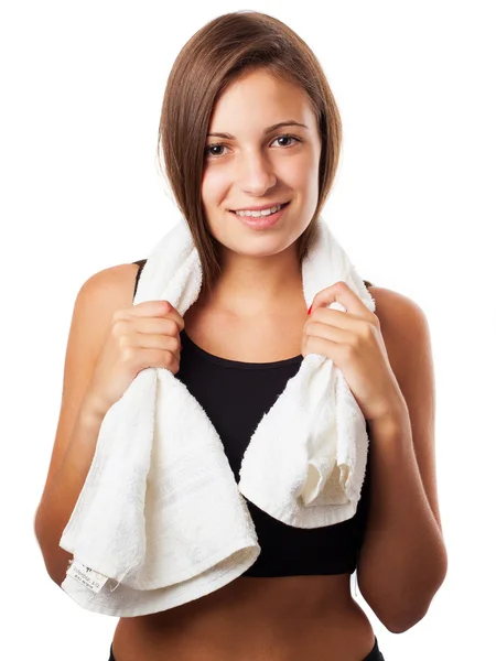 Vrouw met een handdoek — Stockfoto