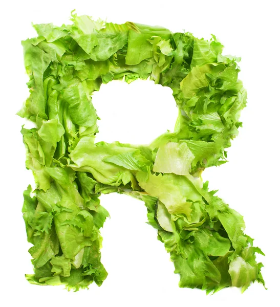 R letter made with lettuce — Stock Photo, Image