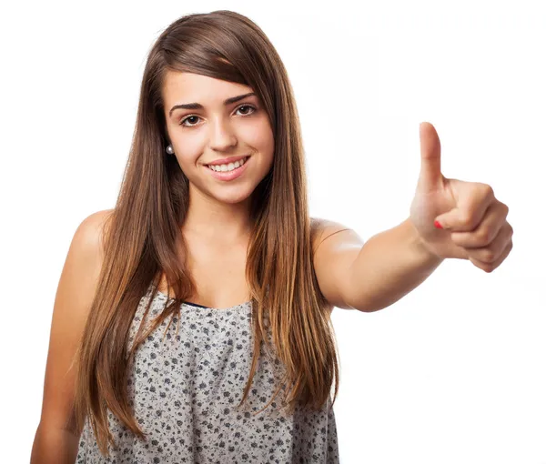 Woman showing thumb up — Stock Photo, Image