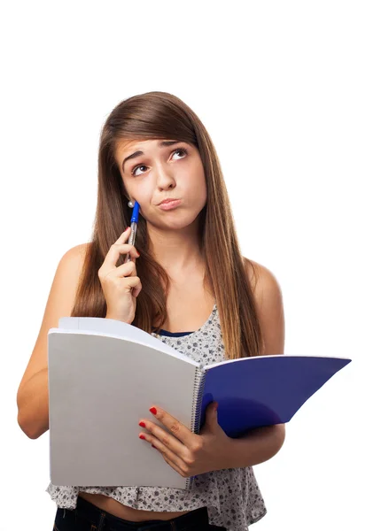 Ragazza che tiene il quaderno — Foto Stock