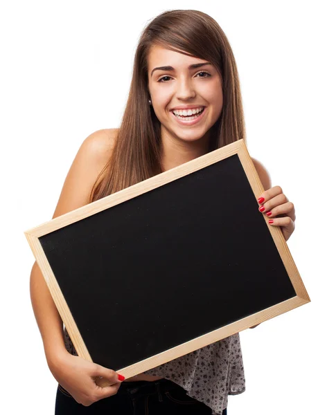 Kadın holding yazı tahtası — Stok fotoğraf