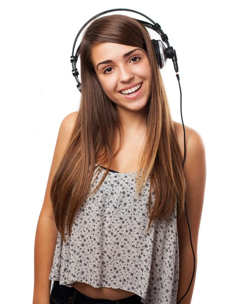 Mujer con auriculares — Foto de Stock