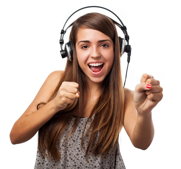 Woman with headphones — Stock Photo, Image