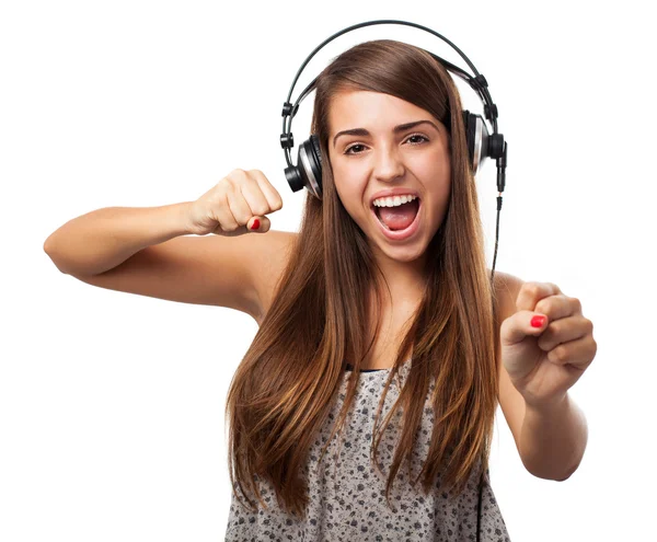 Mujer con auriculares —  Fotos de Stock