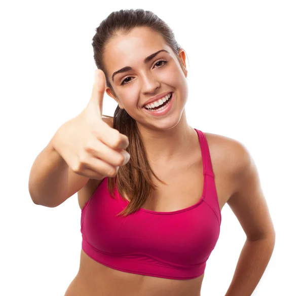 Woman with thumb up — Stock Photo, Image