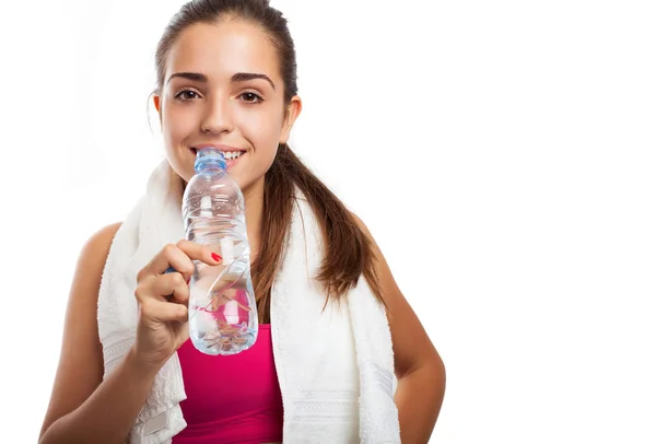 Sportliche Frau mit Flasche — Stockfoto