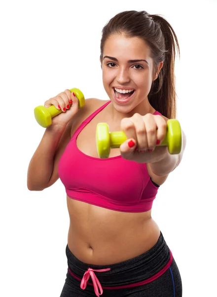 Teenager with weights — Stock Photo, Image