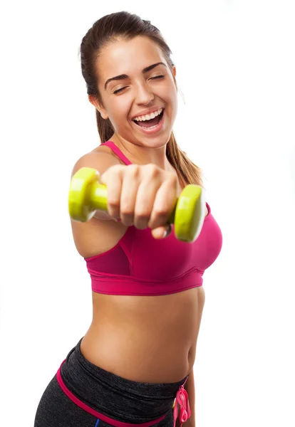 Teenager with weight — Stock Photo, Image