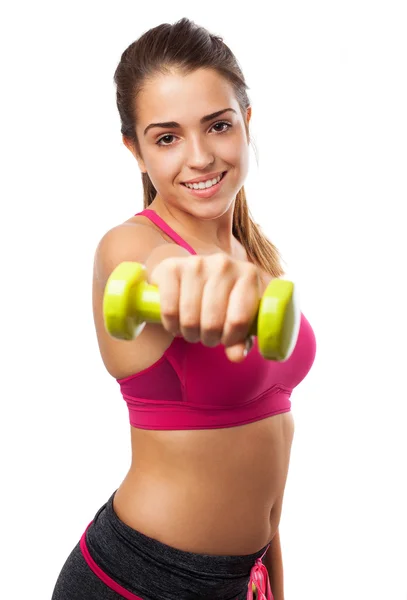 Teenager with weight — Stock Photo, Image