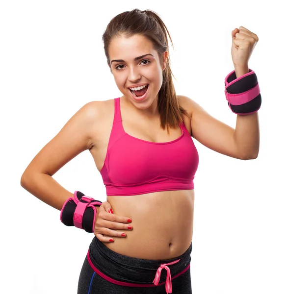 Woman with weights — Stock Photo, Image