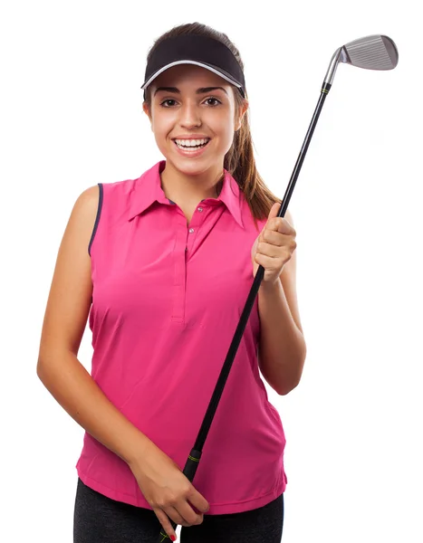 Kadın holding golf club — Stok fotoğraf